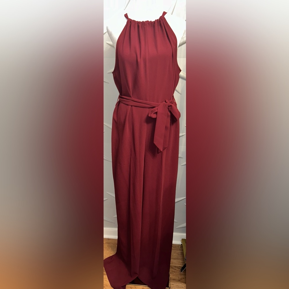 Trina Turk SZ 8 NWT burgundy “Azar Jumpsuit”. Bust 42”/PTP 21” flat/waist 40” - Picture 3 of 9